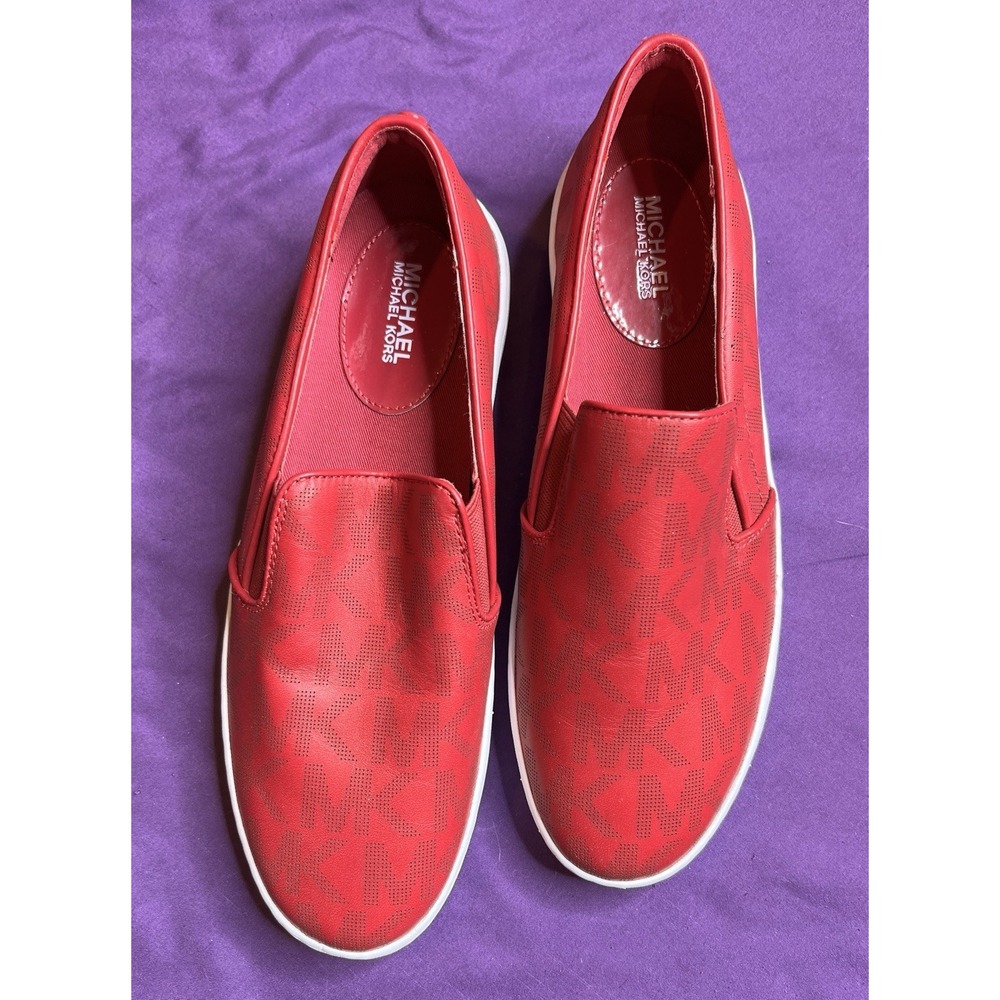 Michael Kors Keaton MK Logo Slip On Sneakers Raspberry 8.5